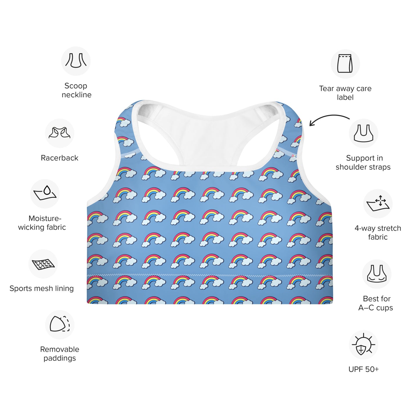 Rainbow Padded Sports Bra