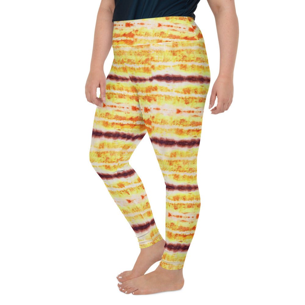 Yellow & Purple Tie Dye Plus Size Leggings
