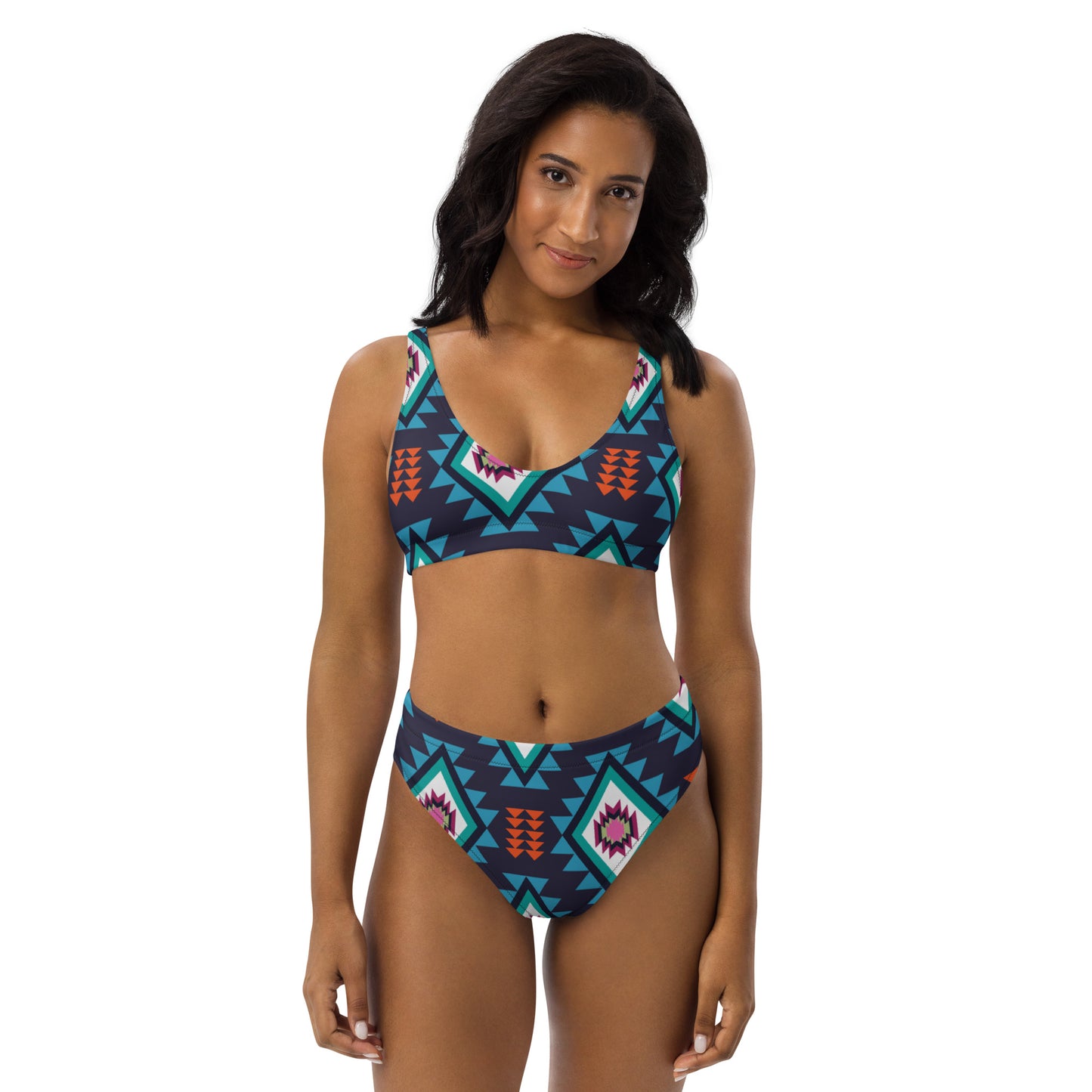 Navy Tribal Recycled High-waisted Bikini