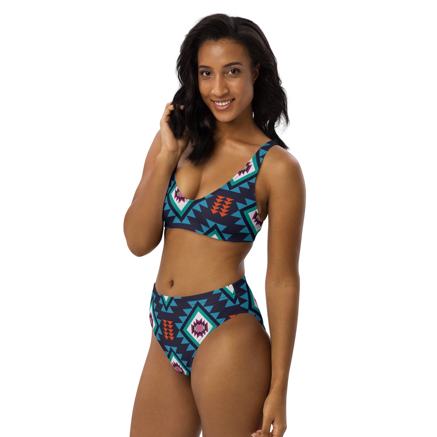 Navy Tribal Recycled High-waisted Bikini