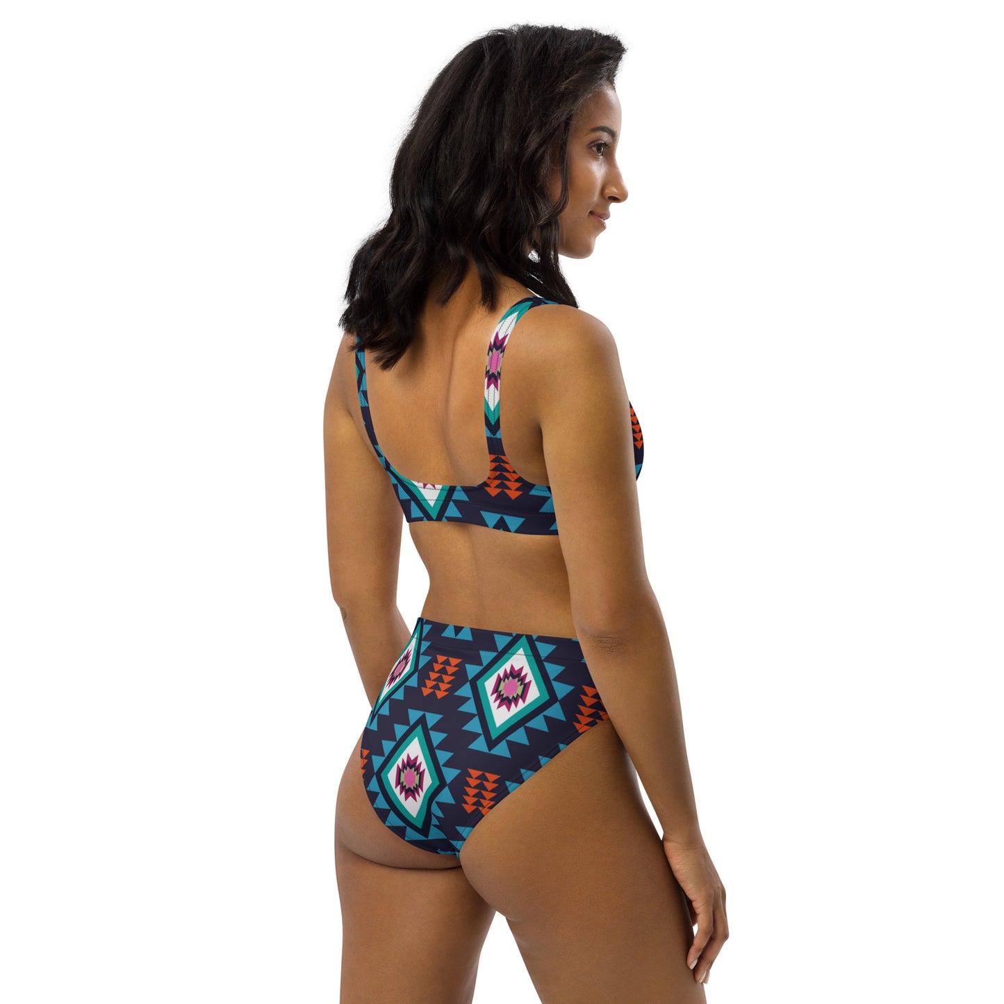 Navy Tribal Recycled High-waisted Bikini