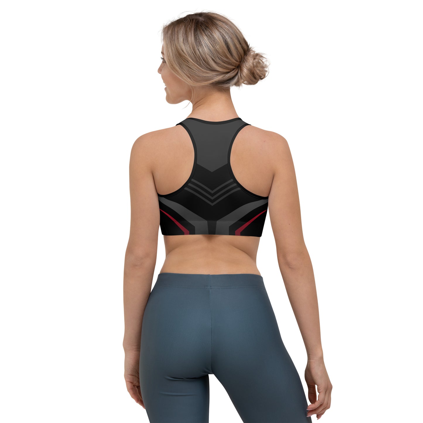 Modern Black Print Sports Bra