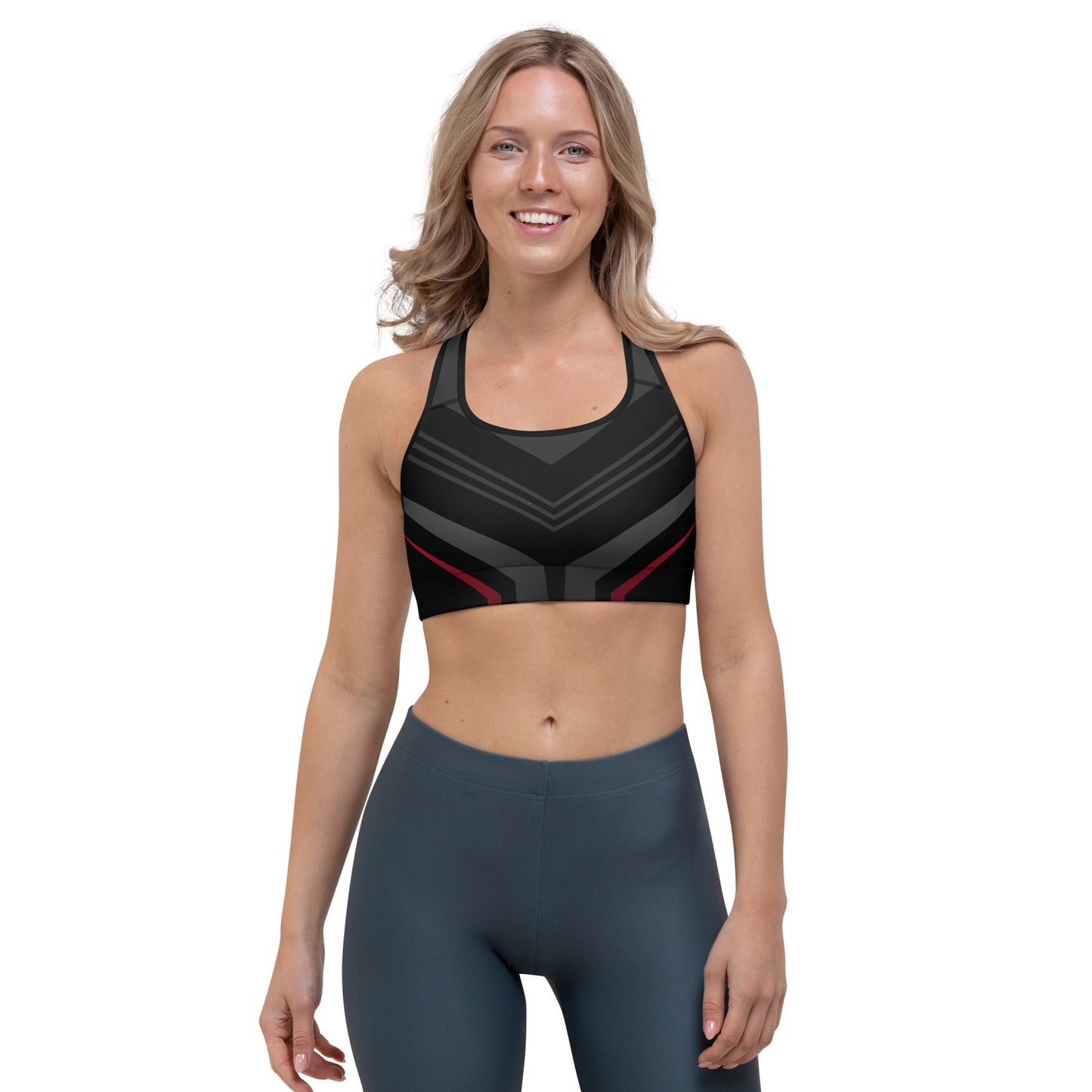 Modern Black Print Sports Bra