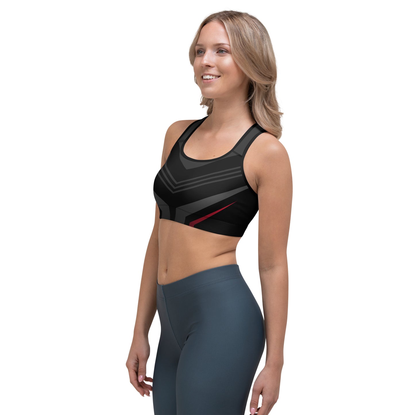 Modern Black Print Sports Bra