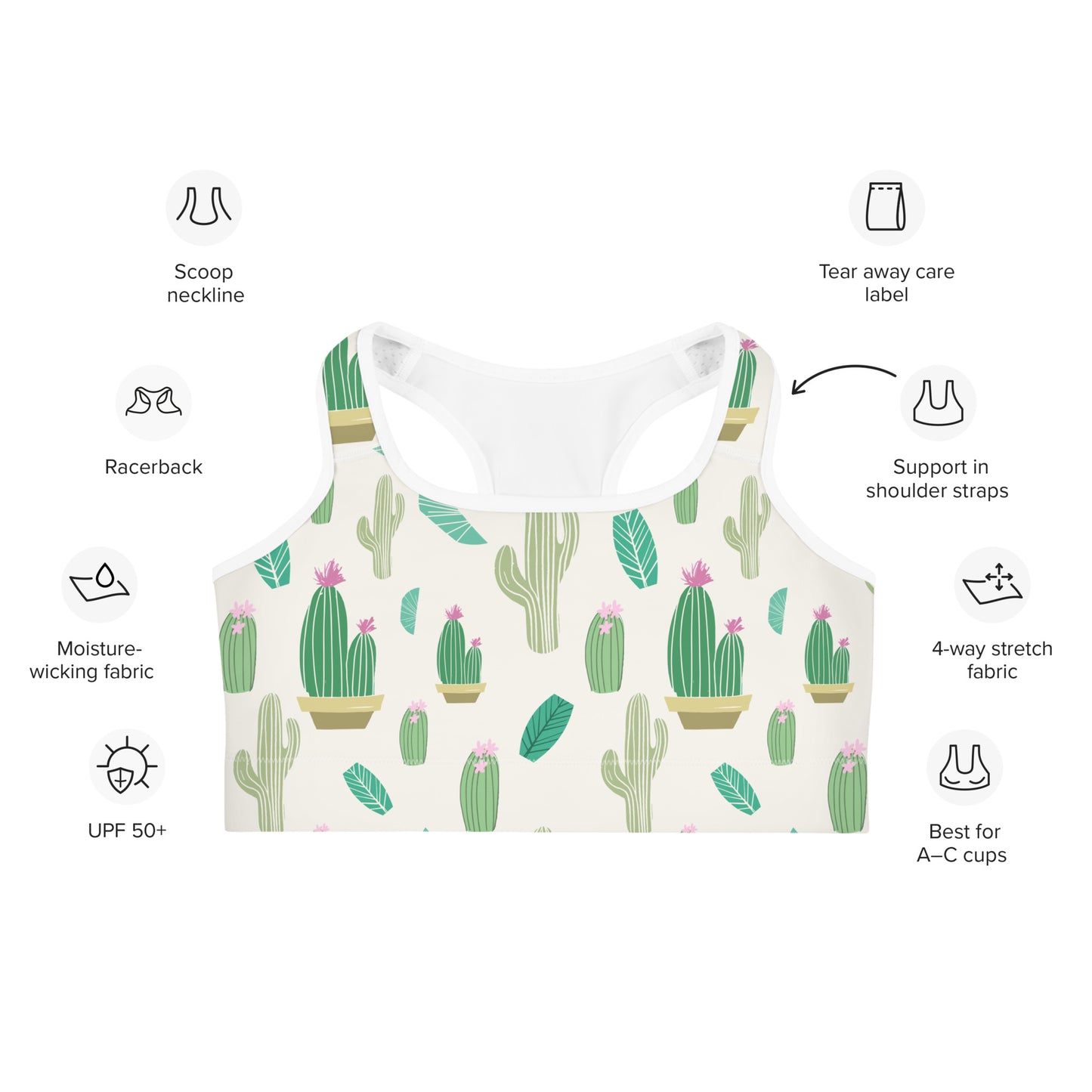 Cactus Print Sports Bra
