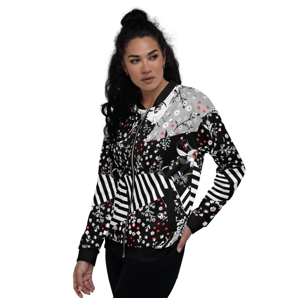 Floral & Stripe Women's Bomber Jacket