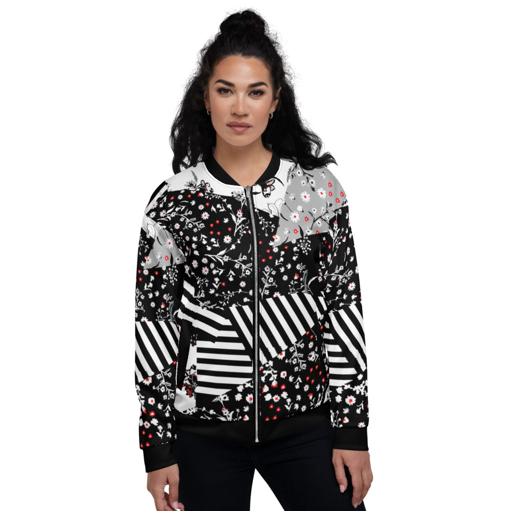 Floral & Stripe Women's Bomber Jacket