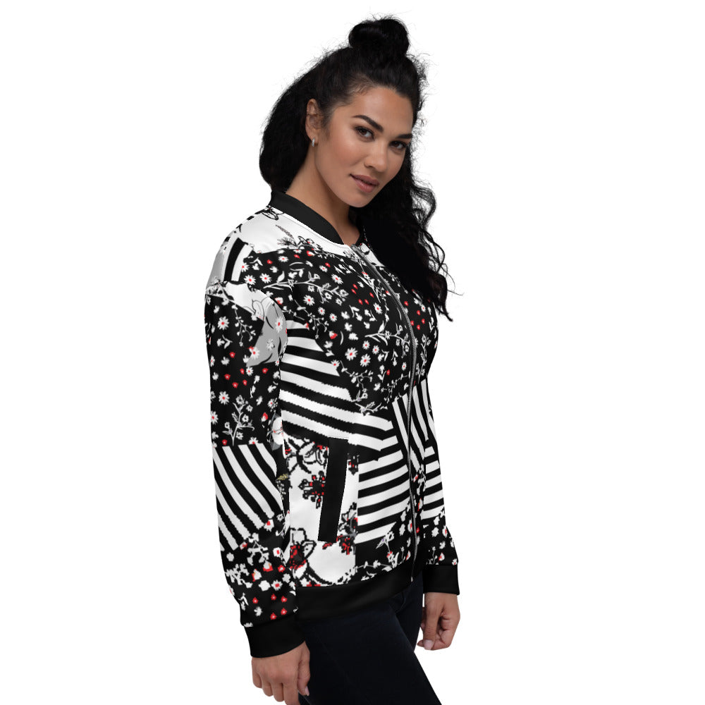 Floral & Stripe Women's Bomber Jacket