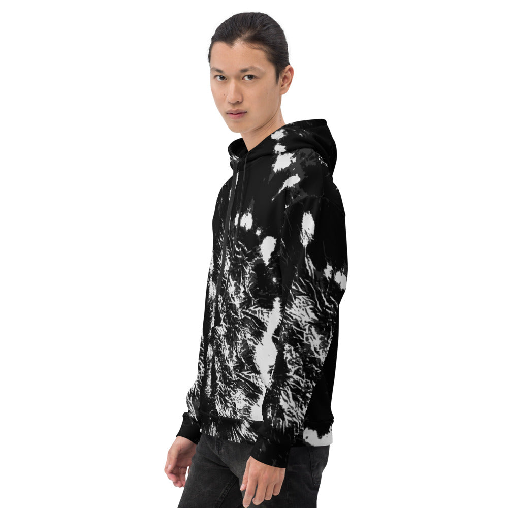 Black & White Tie Dye Print Unisex Hoodie