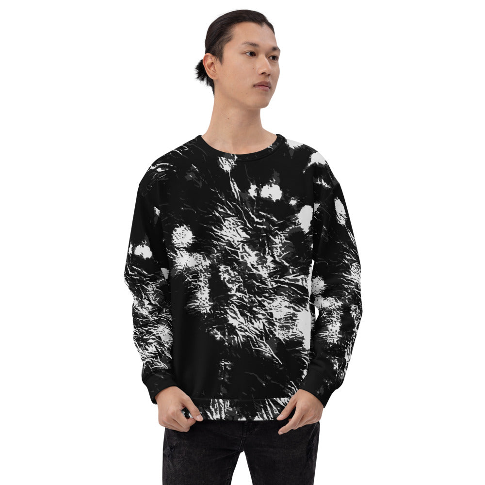 Black & White Tie Dye Print Unisex Sweatshirt