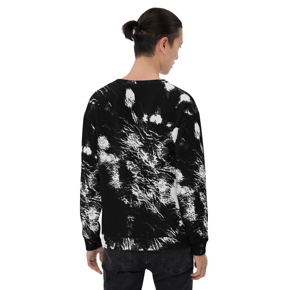 Black & White Tie Dye Print Unisex Sweatshirt