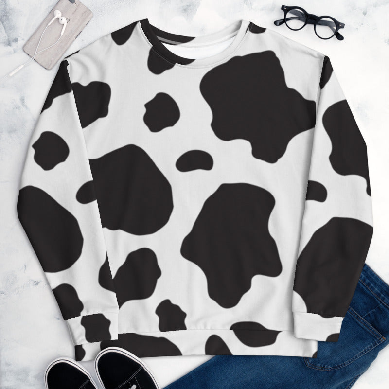 Black And White Cow Print Sweatshirt