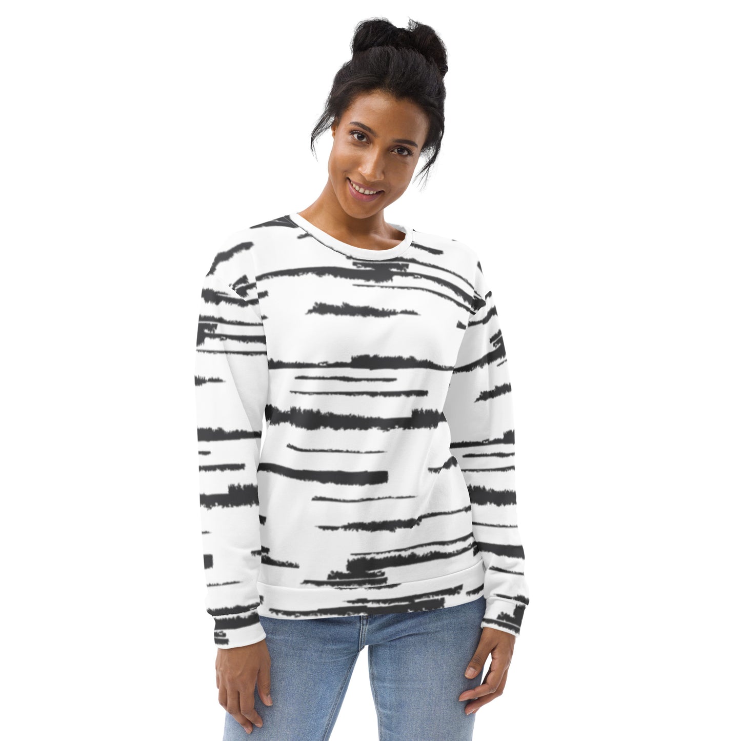 Black and White Sweatshirt - Abstract Lines