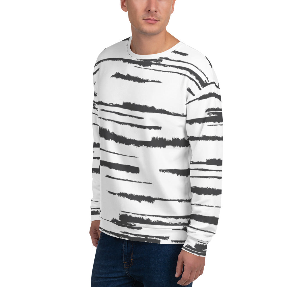Black and White Sweatshirt - Abstract Lines