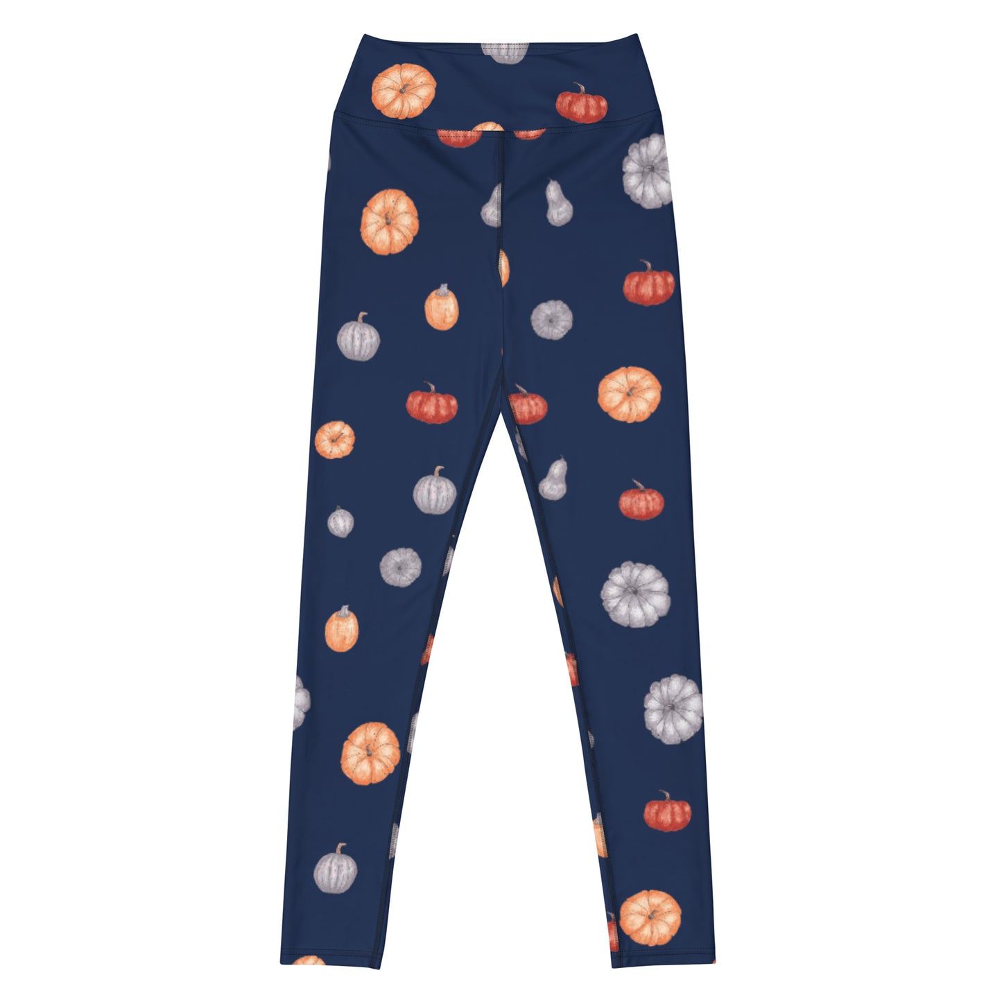 Multi-Color Pumpkins Print Yoga Leggings - Navy