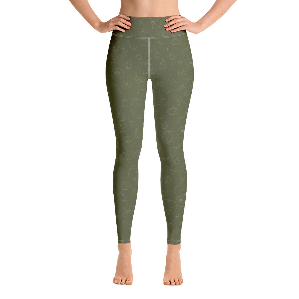 Fall Pumpkins Yoga Leggings - Green