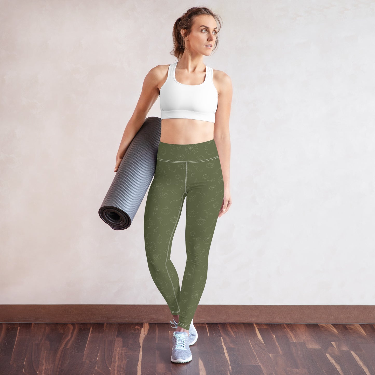 Fall Pumpkins Yoga Leggings - Green