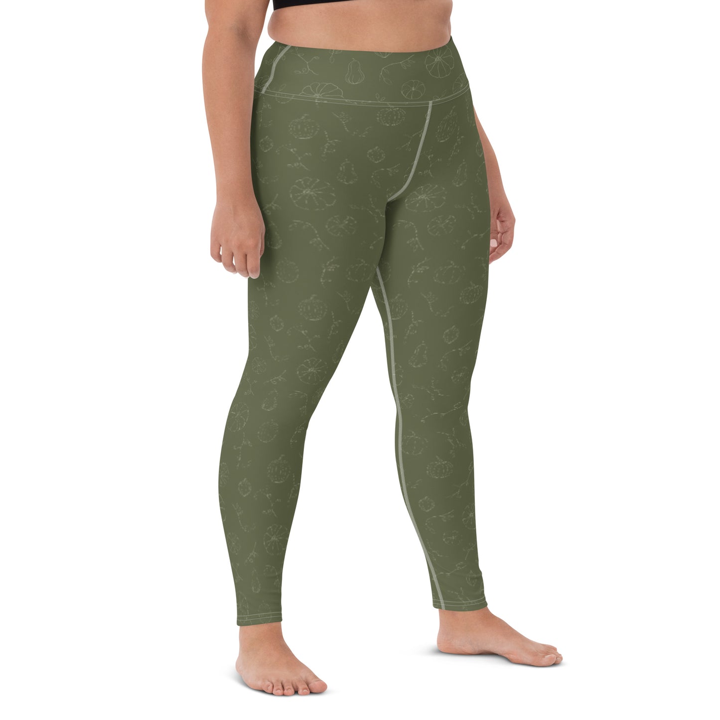 Fall Pumpkins Yoga Leggings - Green