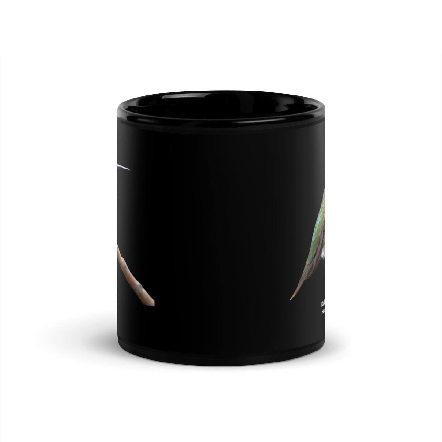 Bird Lovers Black Ceramic Mug - Ruby-throated Hummingbird