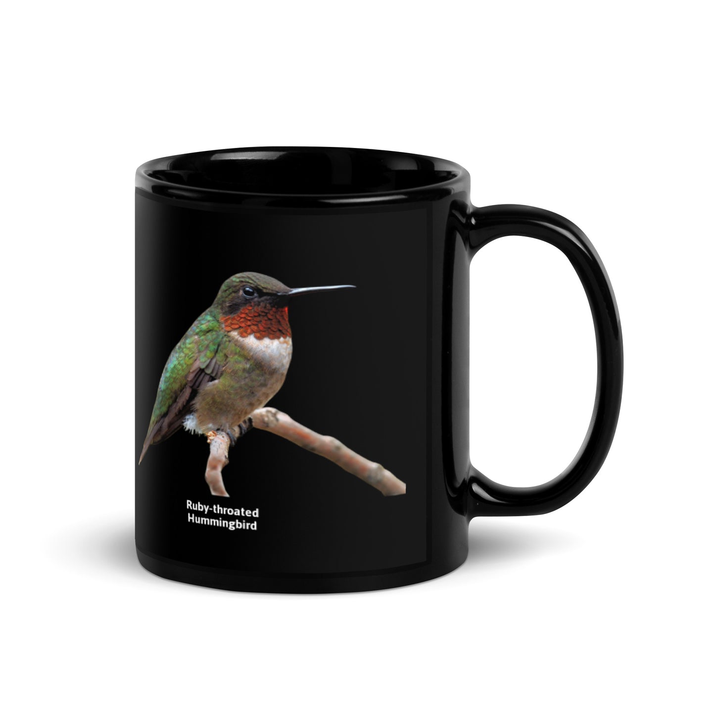 Bird Lovers Black Ceramic Mug - Ruby-throated Hummingbird