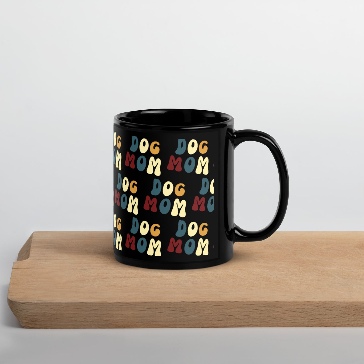 Dog Mom Black Glossy Mug