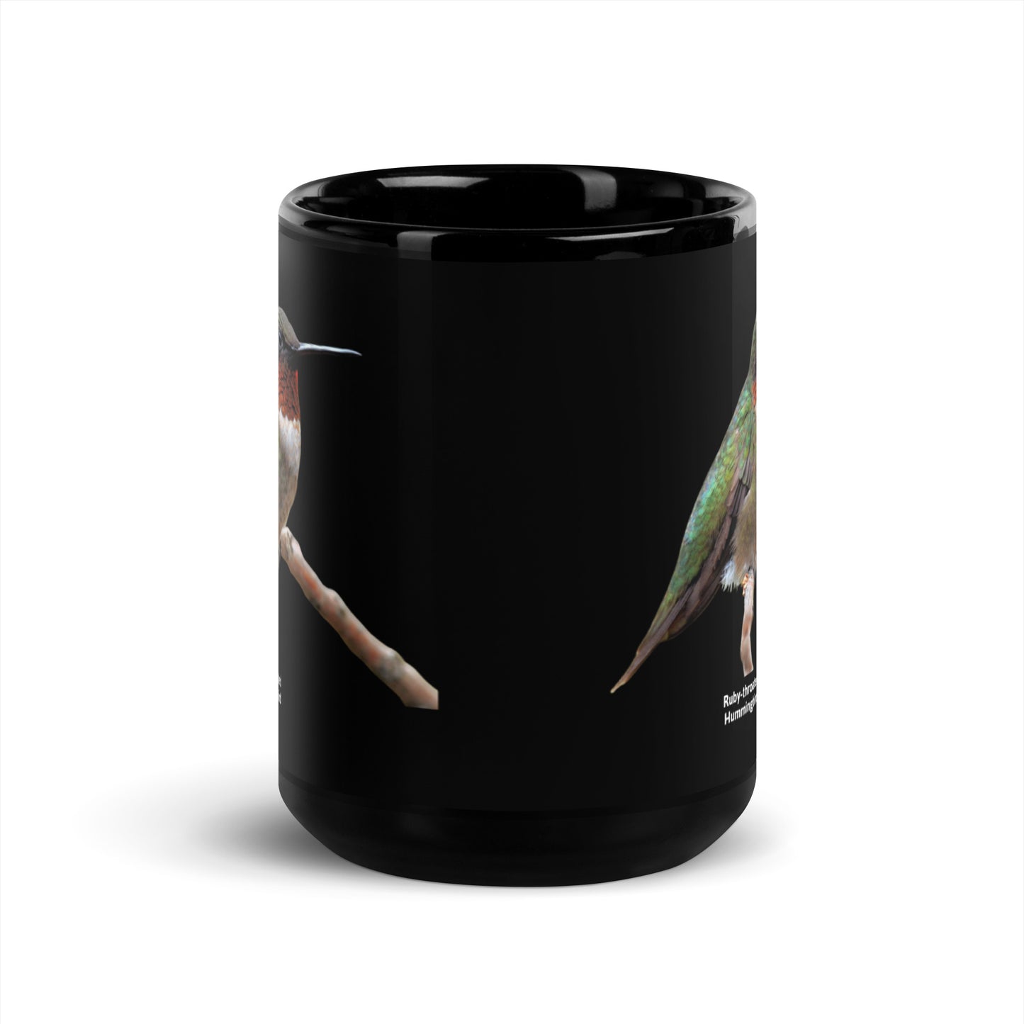 Bird Lovers Black Ceramic Mug - Ruby-throated Hummingbird