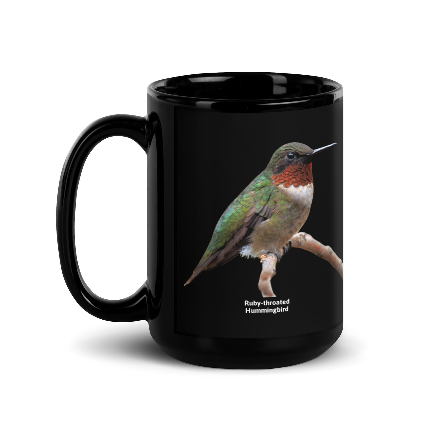 Bird Lovers Black Ceramic Mug - Ruby-throated Hummingbird