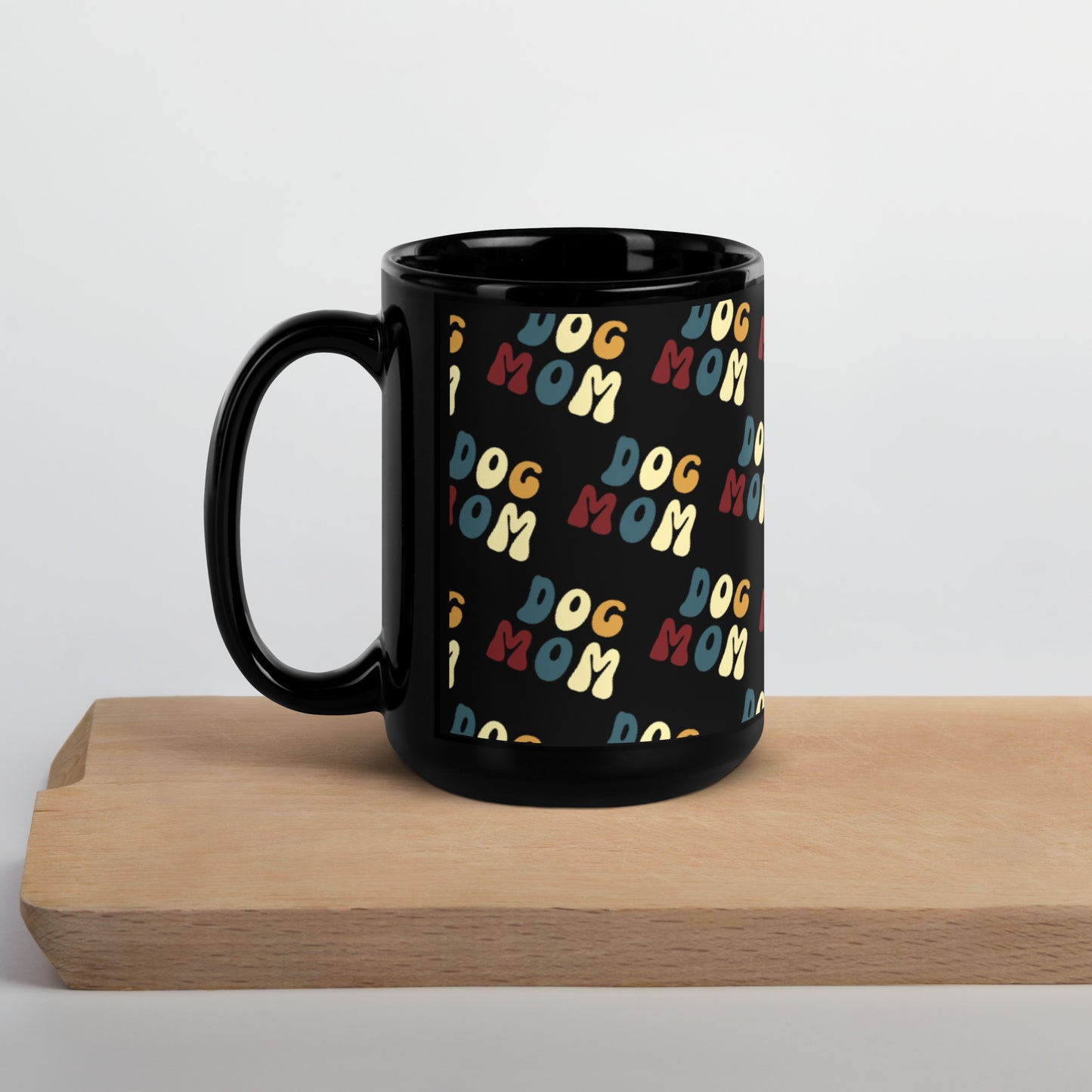Dog Mom Black Glossy Mug