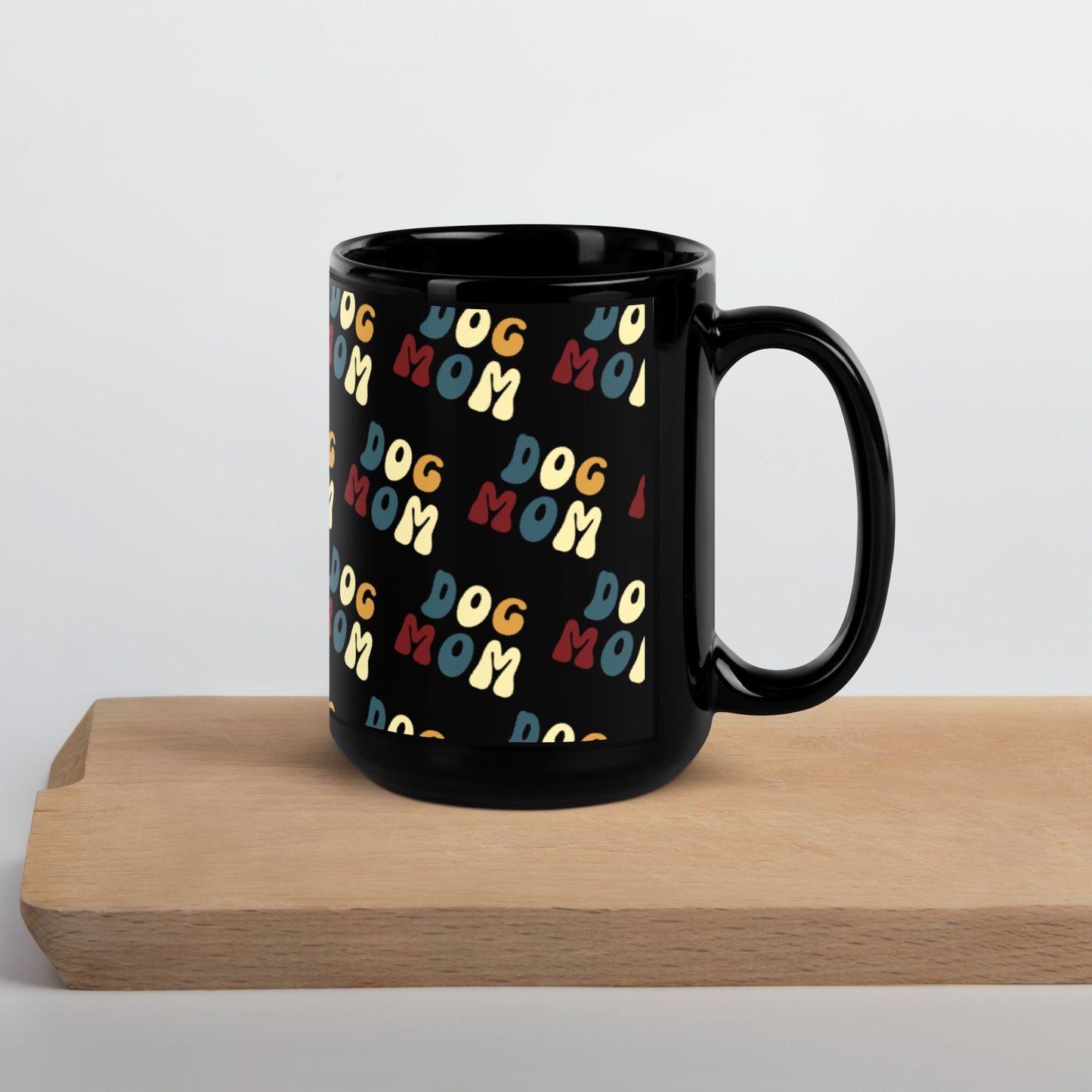 Dog Mom Black Glossy Mug