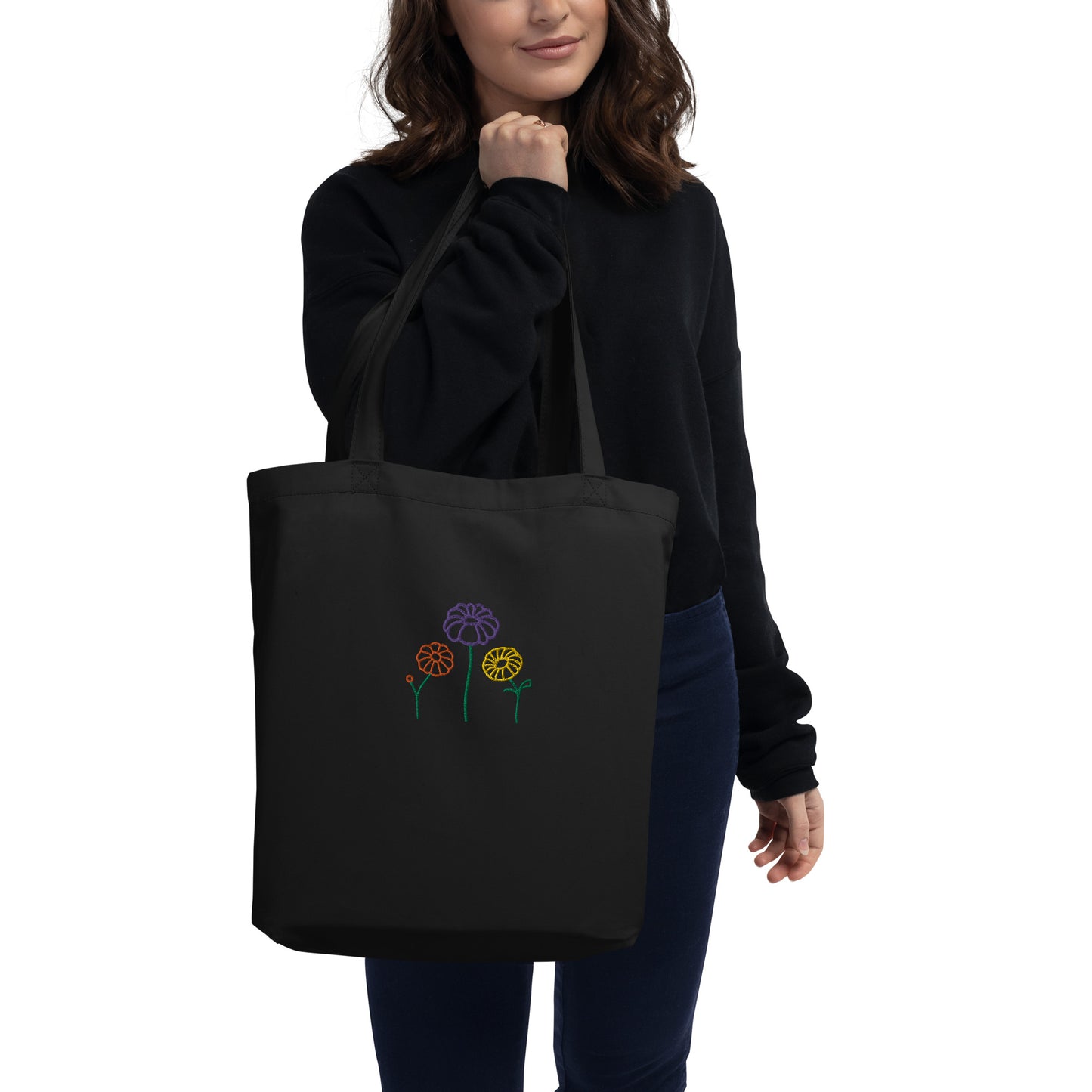 Flowers Embroidered Eco Tote Bag
