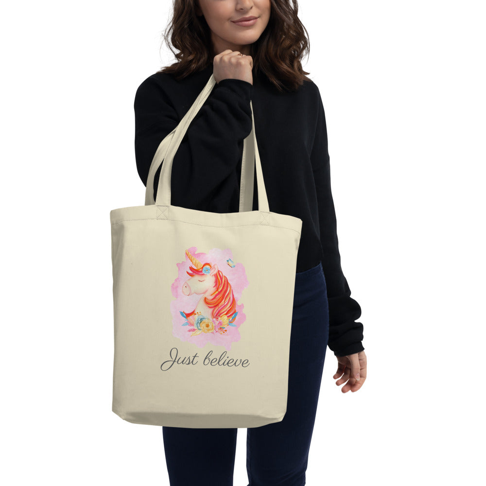 Just Believe Unicorn Eco Tote Bag