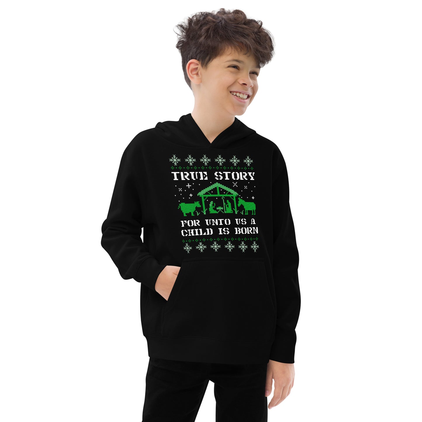 For Unto Us A Child Is Born Kids Fleece Hoodie