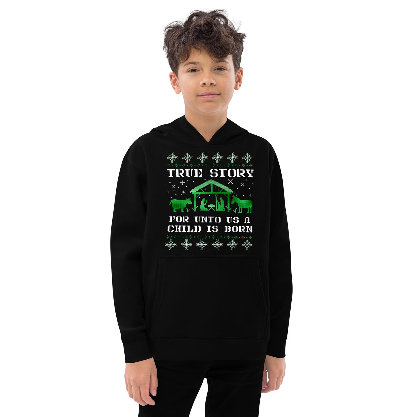 For Unto Us A Child Is Born Kids Fleece Hoodie