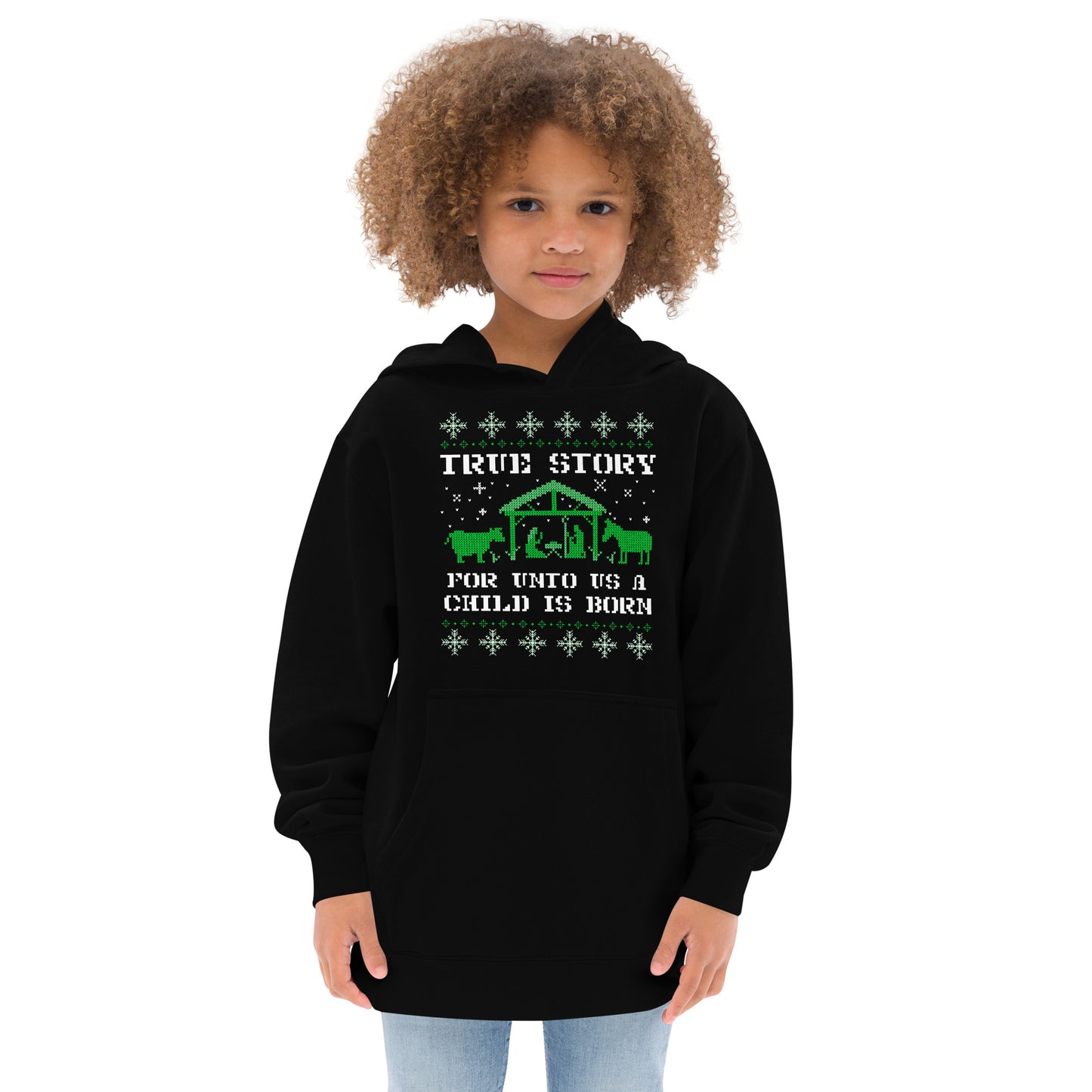 For Unto Us A Child Is Born Kids Fleece Hoodie