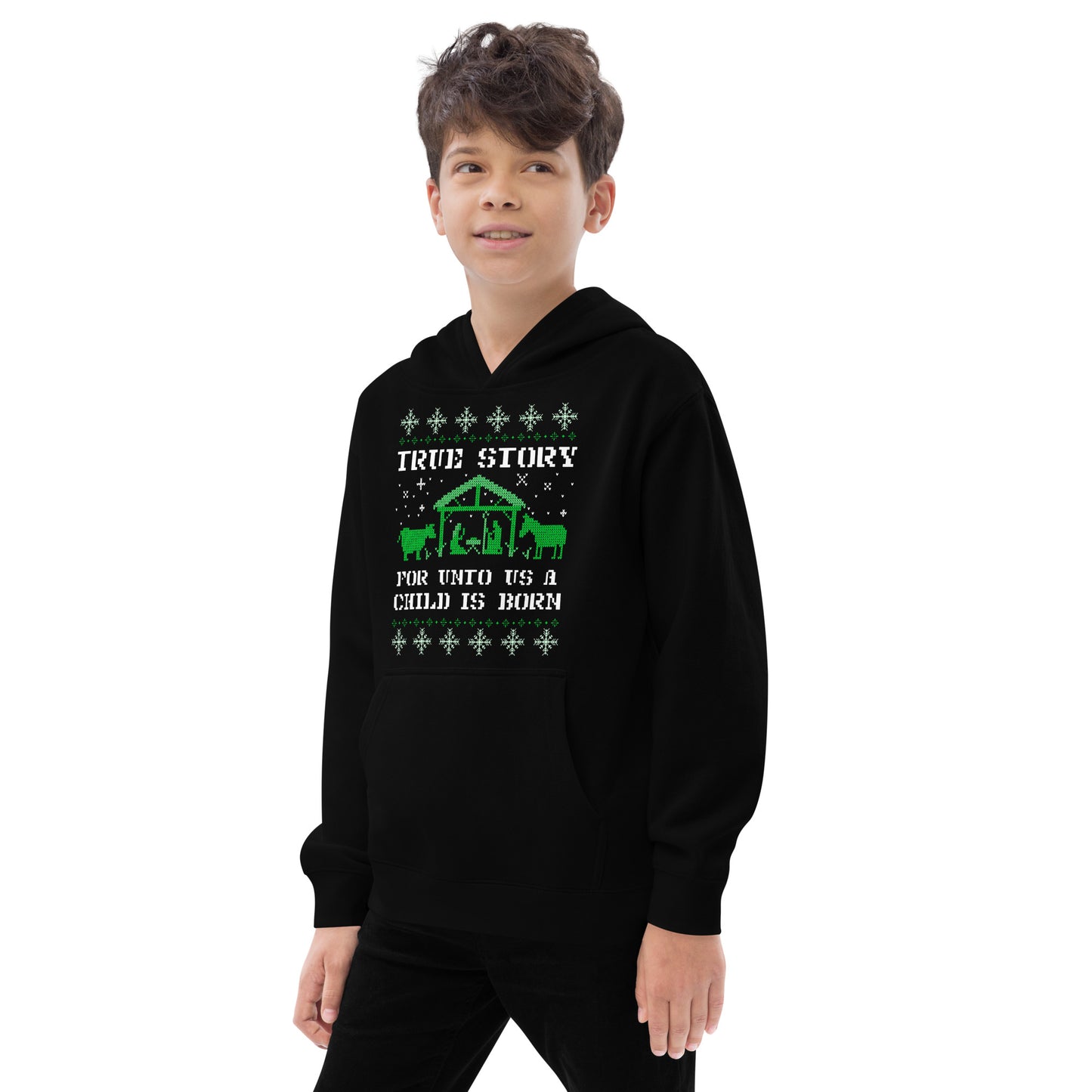 For Unto Us A Child Is Born Kids Fleece Hoodie