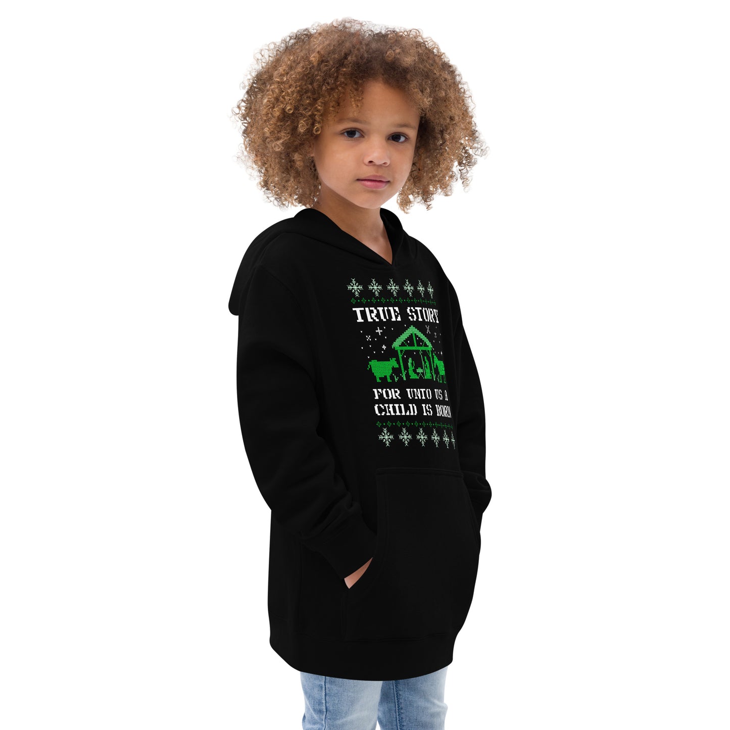 For Unto Us A Child Is Born Kids Fleece Hoodie
