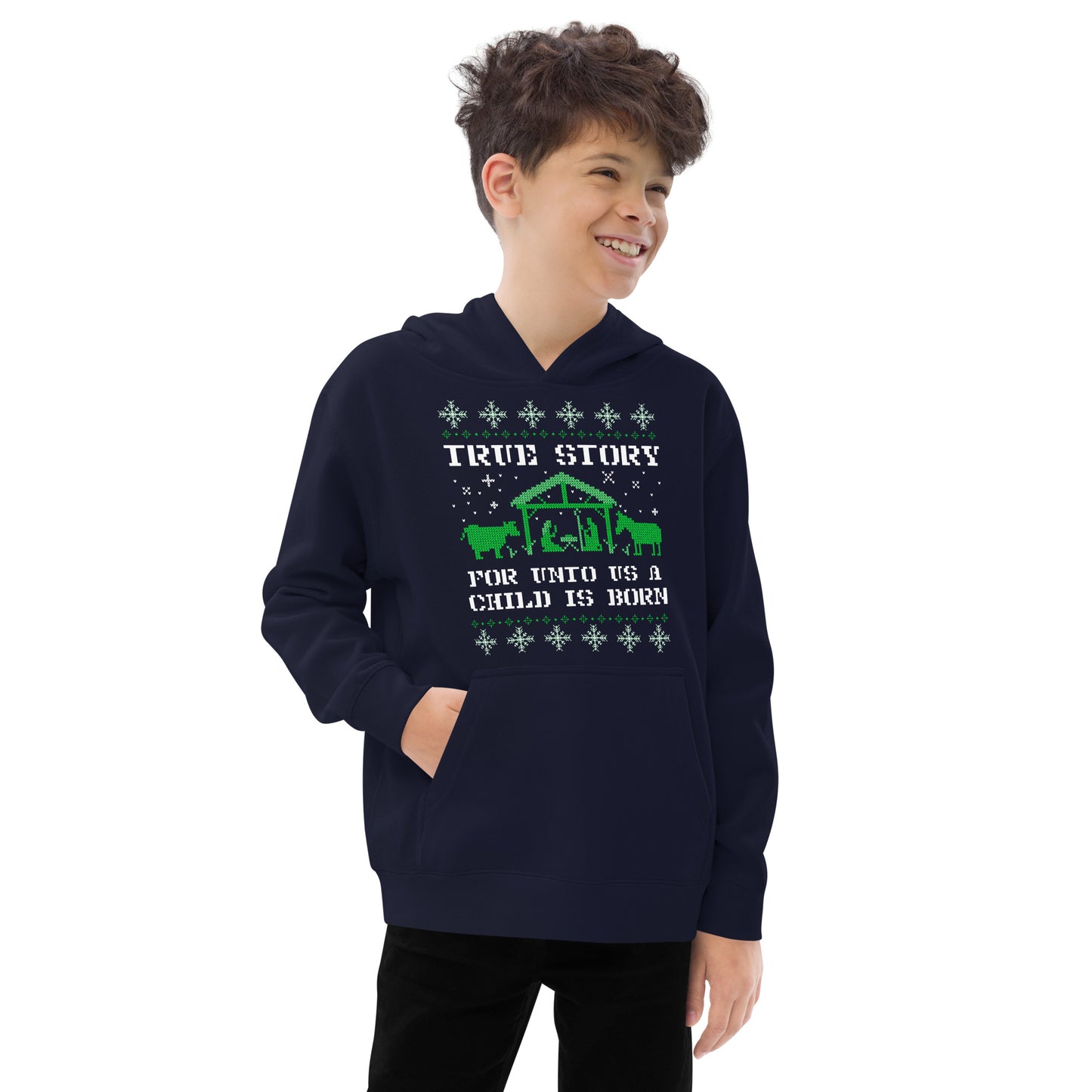 For Unto Us A Child Is Born Kids Fleece Hoodie