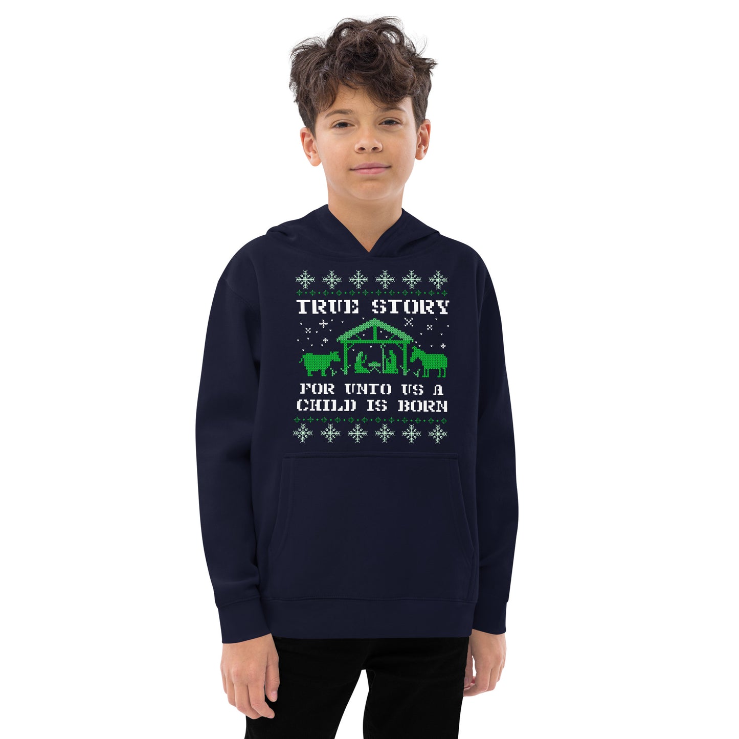 For Unto Us A Child Is Born Kids Fleece Hoodie