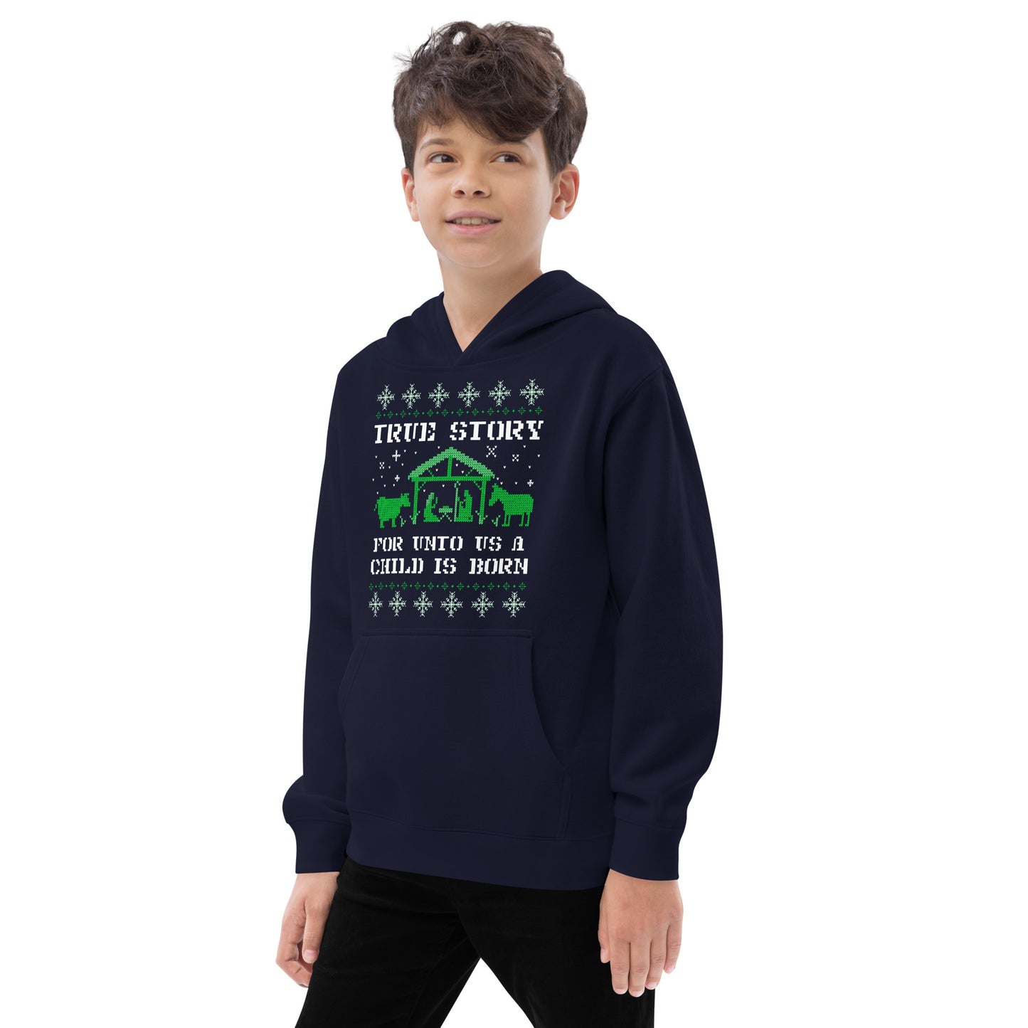 For Unto Us A Child Is Born Kids Fleece Hoodie