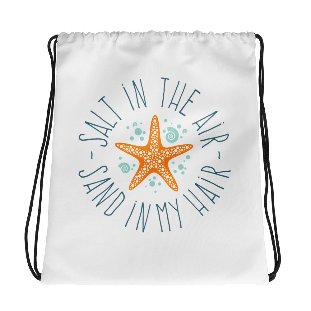 Salt In The Air Sand In My Hair Sporty Drawstring Bag - Bloom Seventy Seven