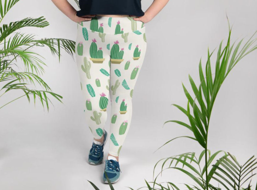 Cactus Print Plus Size Leggings