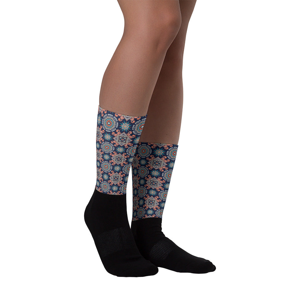 Mandala Black Foot Socks