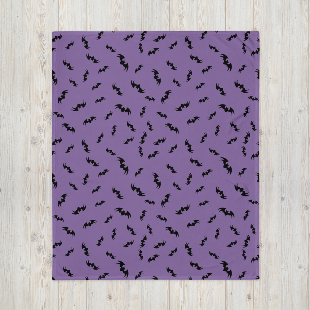 Bats Halloween Throw Blanket - Purple 50″ × 60″