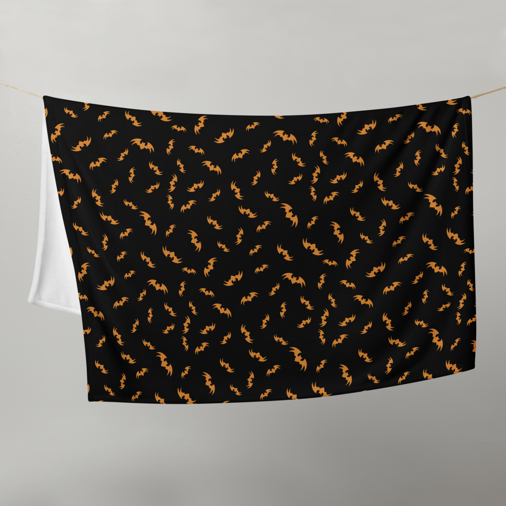 Bats Throw Blanket - Orange and Black 50″ × 60″