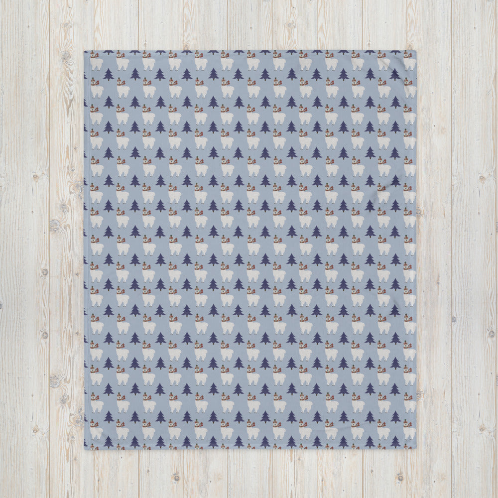 Winter Llama Throw Blanket 50″ × 60″ (127 × 153 cm)