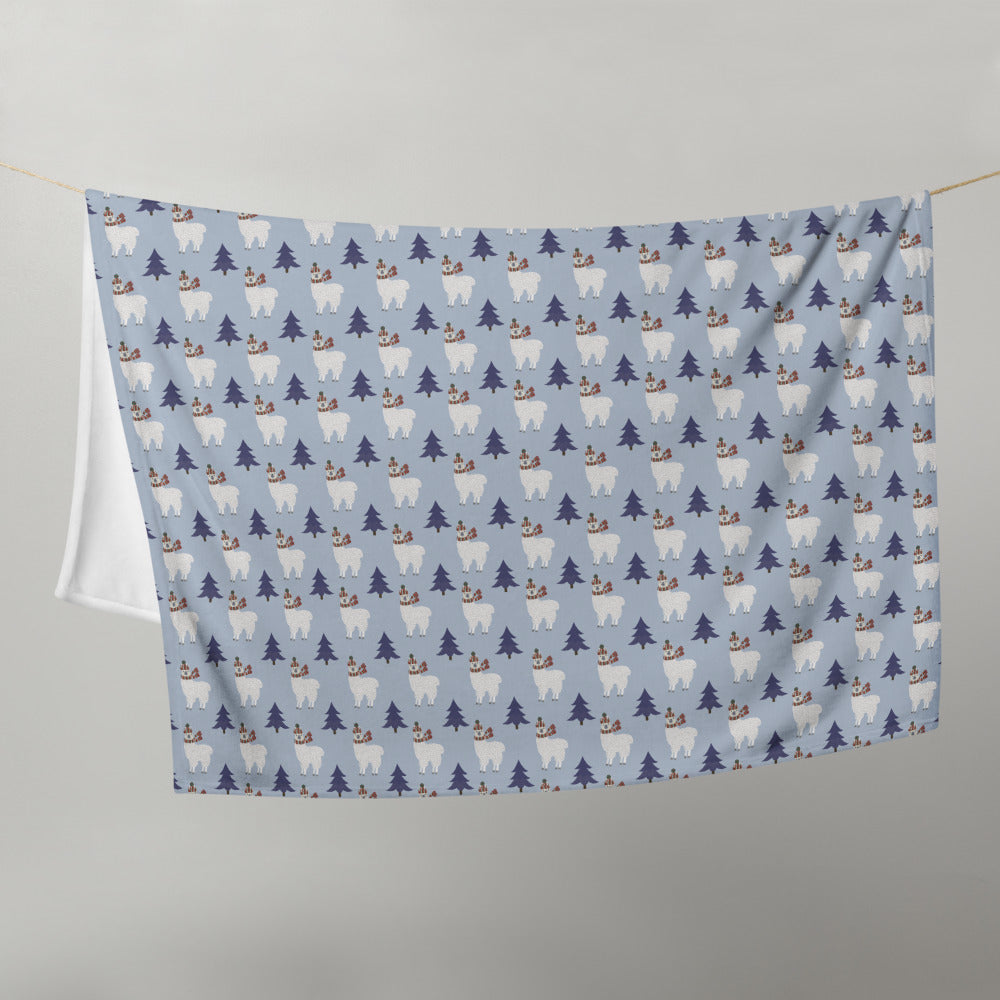 Winter Llama Throw Blanket 50″ × 60″ (127 × 153 cm)