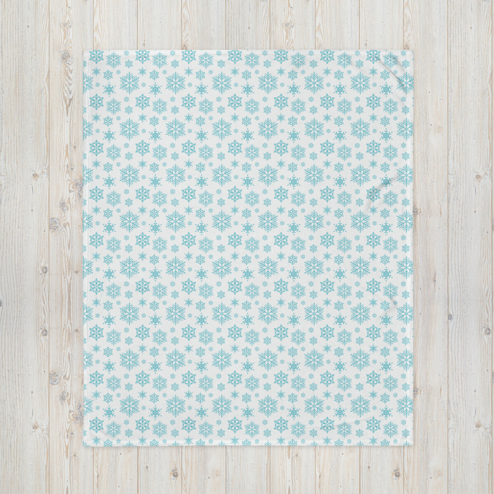 Blue Winter Snowflakes Throw Blanket