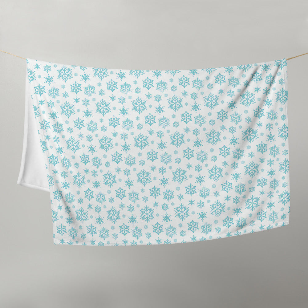 Blue Winter Snowflakes Throw Blanket