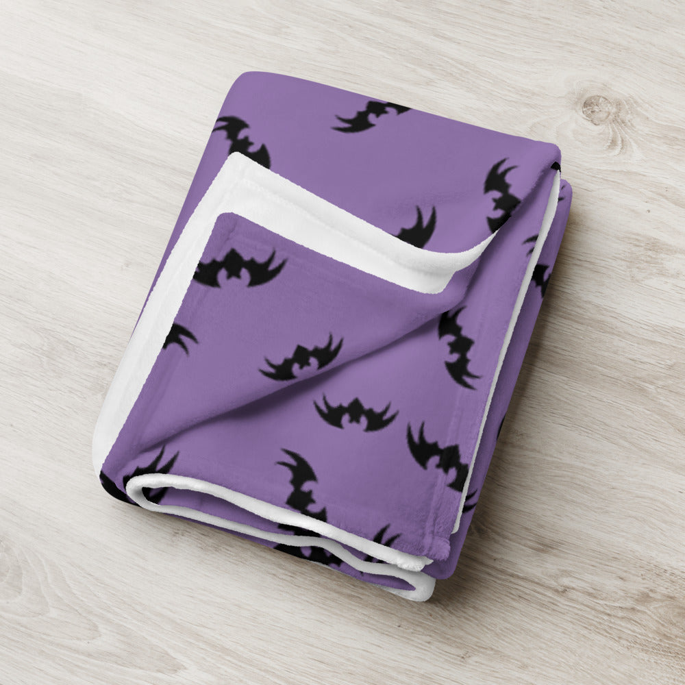 Bats Halloween Throw Blanket - Purple 50″ × 60″