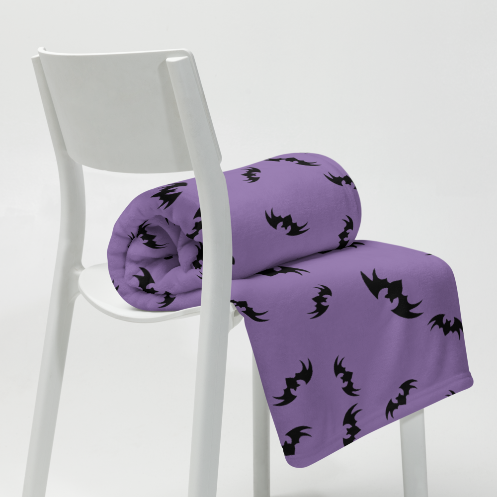 Bats Halloween Throw Blanket - Purple 50″ × 60″